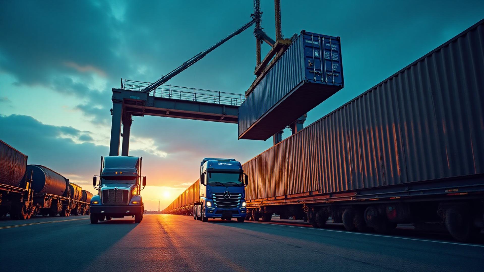 Simmons Trucking intermodal container transfer between truck and rail