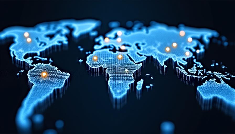 Global logistics network visualization representing data security and interconnected transportation hubs.